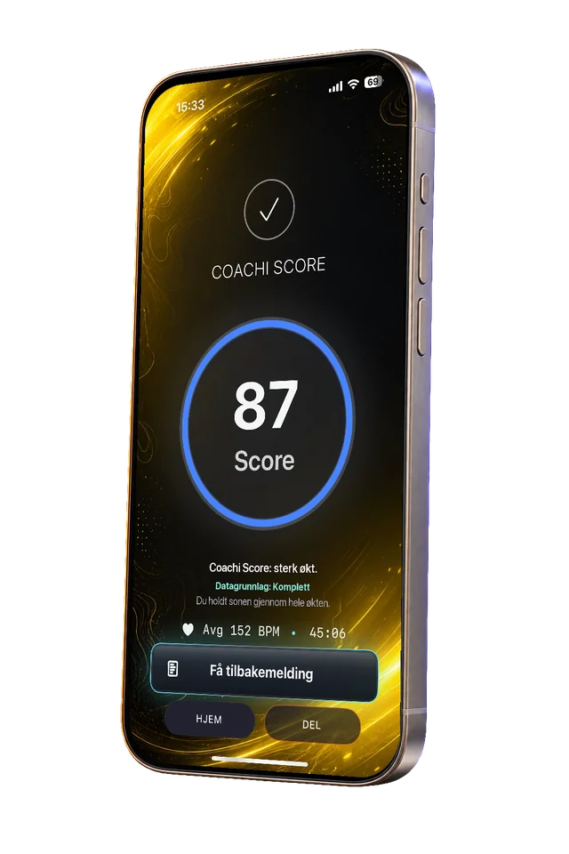 An example Coachi Score and post-workout feedback screen.