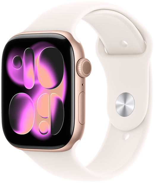 Apple Watch Series 11 with a light sport band.