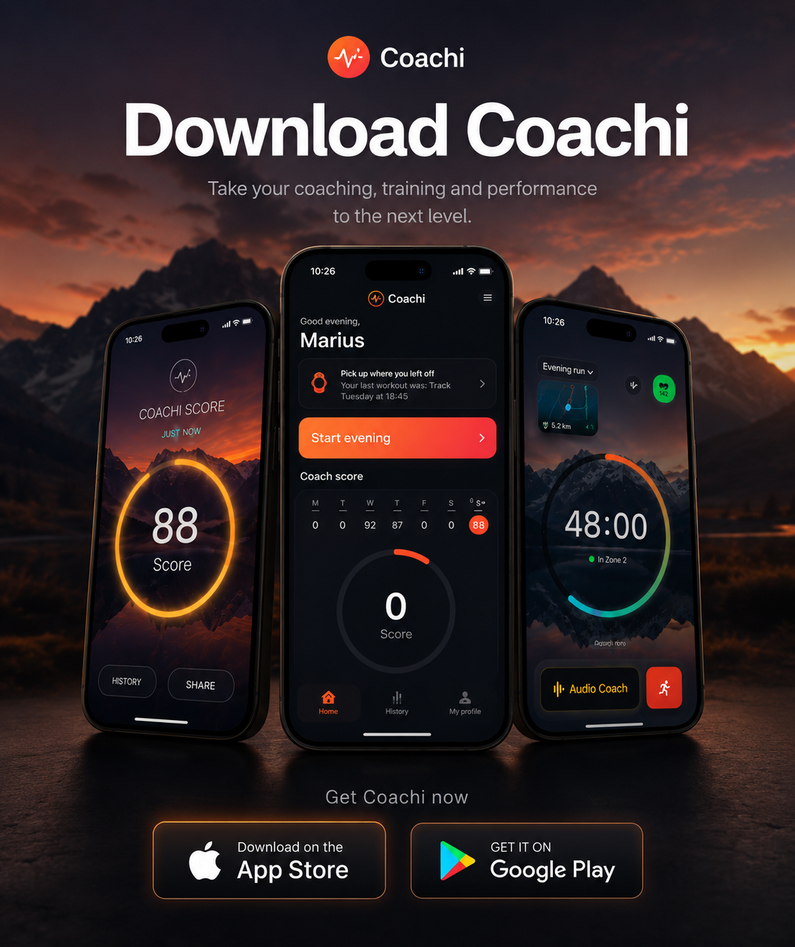 Download Coachi from the App Store or Google Play